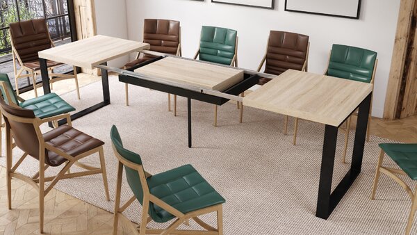 Mazzoni AVARI Sonoma Tölgy - LOFT STÍLUSÚ 270 vagy 290 cm-re BŐVÍTHETŐ ASZTAL NAPPALIBA/ÉTKEZŐBE!