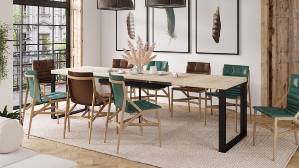 Mazzoni AVARI Sonoma Tölgy - LOFT STÍLUSÚ 270 vagy 290 cm-re BŐVÍTHETŐ ASZTAL NAPPALIBA/ÉTKEZŐBE!