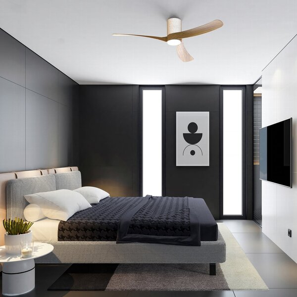 Nemo II L LED mennyezeti ventilátor, fehér/fa színű, egyirányú áramkör, csendes Mantra Iluminación, Nemo II L, dimmable, Fehér, Nappali, Fém, Modern