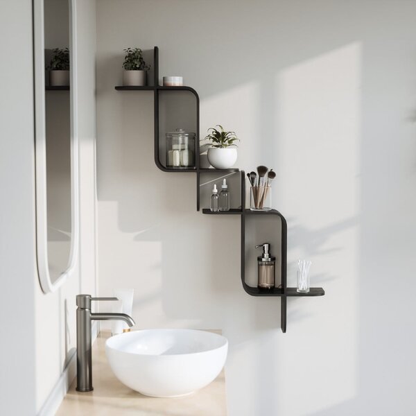 Fekete többszintes kaucsukfa fali polc 62 cm Montage – Umbra