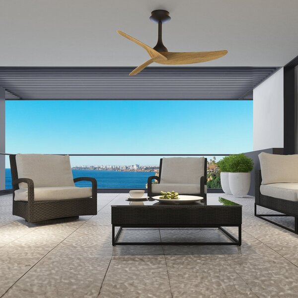 Ipanema mennyezeti ventilátor, fekete/fa, DC, csendes, IP44 – Mantra Mantra Iluminación, Ipanema, Fekete, Nappali, Fém, Modern