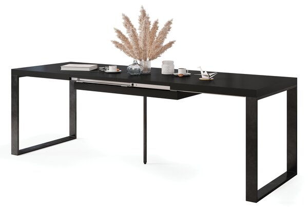 Mazzoni AVARI Fekete Matt - LOFT STÍLUSÚ 270 vagy 290 cm-re BŐVÍTHETŐ ASZTAL NAPPALIBA/ÉTKEZŐBE!