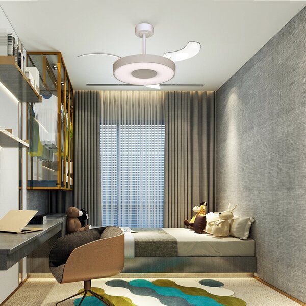 Smart LED mennyezeti ventilátor Coin Mini bézs/fehér DC – Mantra Mantra Iluminación, Coin Mini, dimmable, Bézs, Nappali, Fém, Modern