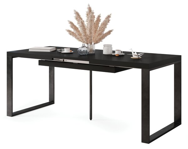 Mazzoni AVARI Fekete Matt - LOFT STÍLUSÚ 270 vagy 290 cm-re BŐVÍTHETŐ ASZTAL NAPPALIBA/ÉTKEZŐBE!