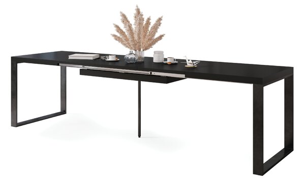 Mazzoni AVARI Fekete Matt - LOFT STÍLUSÚ 270 vagy 290 cm-re BŐVÍTHETŐ ASZTAL NAPPALIBA/ÉTKEZŐBE!