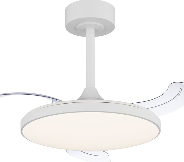 Slim Mini fehér LED-es mennyezeti ventilátor, DC-meghajtású, csendes, CCT – Mantra Iluminación, Slim Mini, dimmable, Fehér, Nappali, Fém, Modern