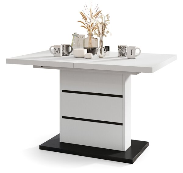 Mazzoni PIANO Fehér Matt/Fekete Matt - 200 cm-es MODERN NYITHATÓ ASZTAL!
