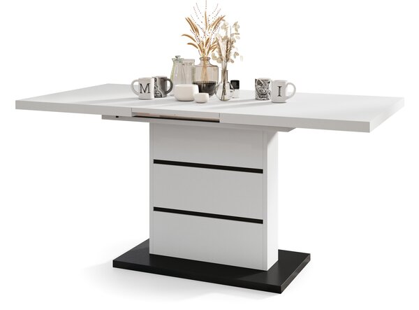 Mazzoni PIANO Fehér Matt/Fekete Matt - 200 cm-es MODERN NYITHATÓ ASZTAL!