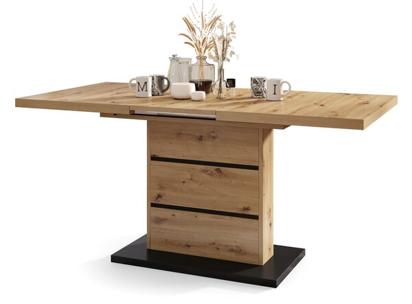 Mazzoni PIANO Artisan Tölgy/Fekete Matt - 200 cm-es MODERN NYITHATÓ ASZTAL!