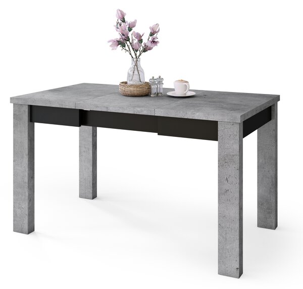 Mazzoni FONTE Beton Millenium/Fekete Matt - KLASSZIKUS 130 vagy 155 cm-re BŐVÍTHETŐ ASZTAL KONYHÁBA/NAPPALIBA!