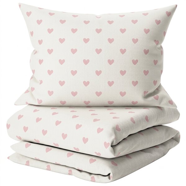 Pamut ágynemű PINK HEART CHARM fehér, 100% pamut Ágyneműhuzat mérete: 70 x 90 cm | 140 x 200 cm