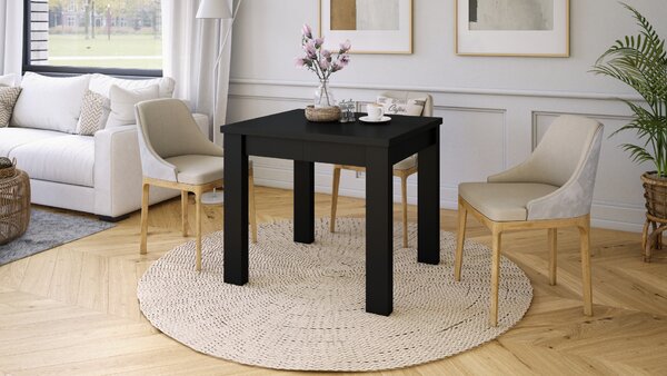 Mazzoni FONTE Fekete Matt - KLASSZIKUS 130 vagy 155 cm-re BŐVÍTHETŐ ASZTAL KONYHÁBA/NAPPALIBA!