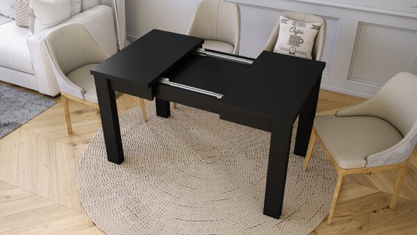 Mazzoni FONTE Fekete Matt - KLASSZIKUS 130 vagy 155 cm-re BŐVÍTHETŐ ASZTAL KONYHÁBA/NAPPALIBA!