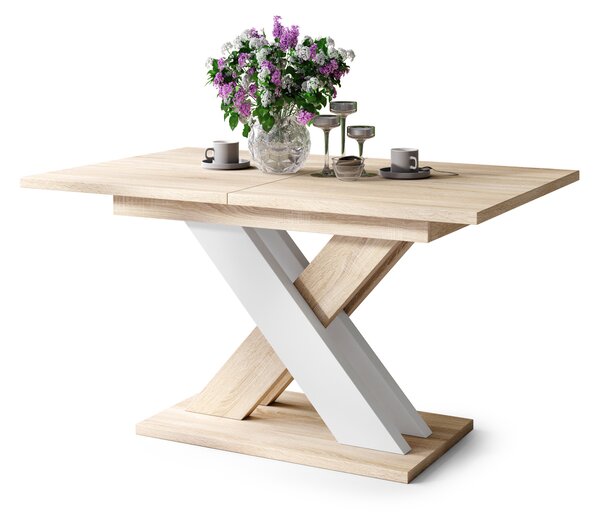 Mazzoni KARO Sonoma Tölgy/Fehér Matt - MODERN 180 cm-re BŐVÍTHETŐ ASZTAL!