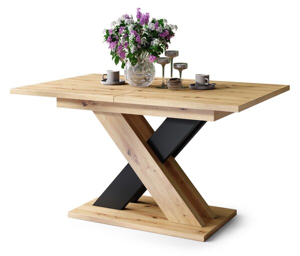 Mazzoni KARO Artisan Tölgy/Fekete Matt - MODERN 180 cm-re BŐVÍTHETŐ ASZTAL!