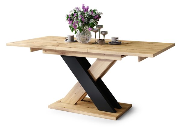 Mazzoni KARO Artisan Tölgy/Fekete Matt - MODERN 180 cm-re BŐVÍTHETŐ ASZTAL!