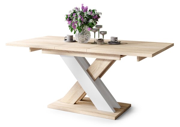 Mazzoni KARO Sonoma Tölgy/Fehér Matt - MODERN 180 cm-re BŐVÍTHETŐ ASZTAL!