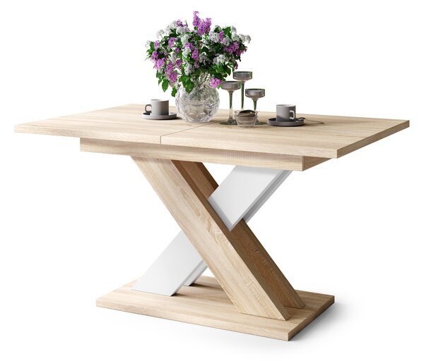 Mazzoni KARO Sonoma Tölgy/Fehér Matt - MODERN 180 cm-re BŐVÍTHETŐ ASZTAL!