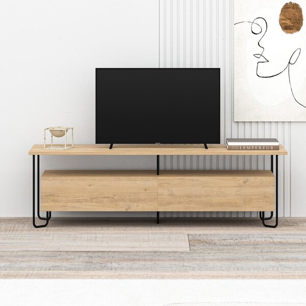 Natúr színű TV-állvány tölgyfa dekorral 150x45 cm Dilly – Marckeric