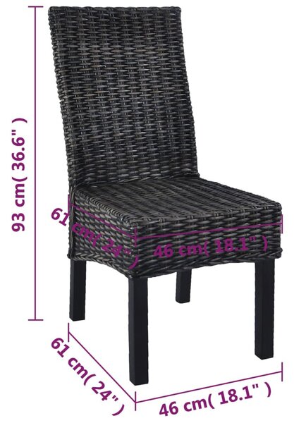 6 db fekete Kubu rattan és mangófa étkezőszék