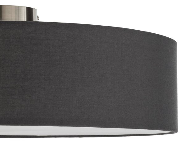Lindby mennyezeti világítás Sebatin, Ø 50 cm, szürke, szövet, E27, dimmelhető, Alu / szürke / cink, Hálószoba, Textil / szövet / selyem, Modern