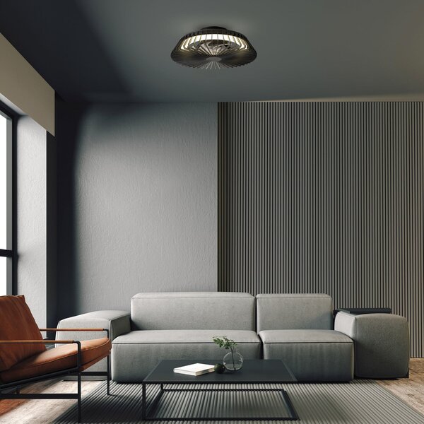 Himalaya Mini fekete DC LED-es mennyezeti ventilátor, csendes – Mantra Mantra Iluminación, Himalaya Mini, dimmable, Fekete, Nappali, Műanyag, Modern
