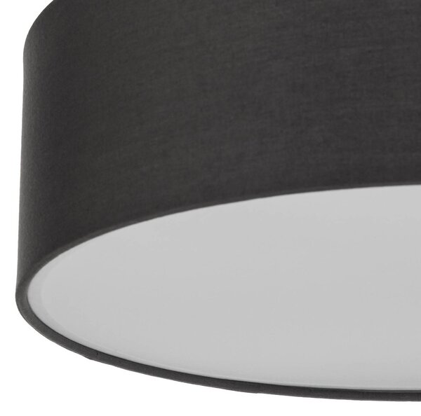 Lindby mennyezeti világítás Sebatin, Ø 40 cm, szürke, szövet, E27, dimmelhető, Alu / szürke / cink, Hálószoba, Textil / szövet / selyem, Modern