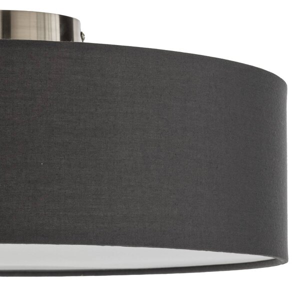 Lindby mennyezeti világítás Sebatin, Ø 40 cm, szürke, szövet, E27, dimmelhető, Alu / szürke / cink, Hálószoba, Textil / szövet / selyem, Modern