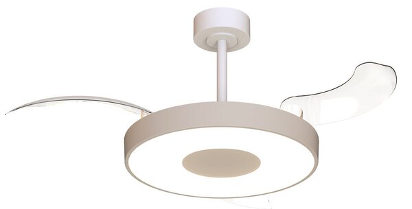 Smart LED mennyezeti ventilátor Coin bézs/fehér, DC, csendes – Mantra Mantra Iluminación, Coin, dimmable, Bézs, Nappali, Fém, Modern