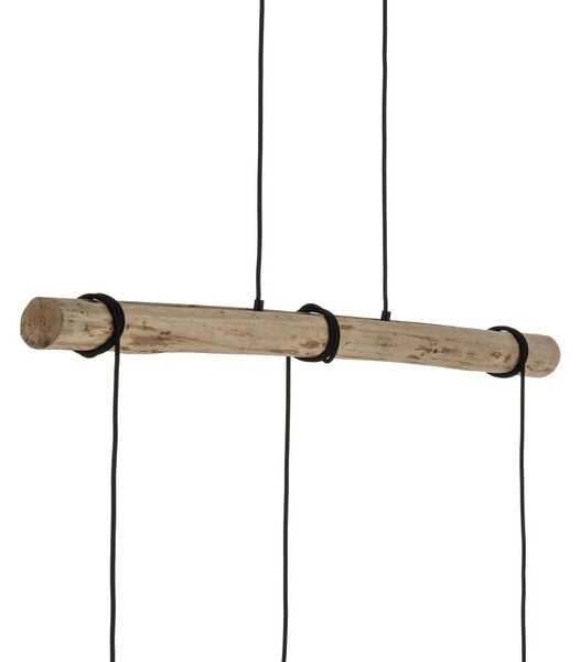 Lindby függőlámpa Trebale, E27, Ø 28 cm, 3-as lámpa, fa, dimmelhető, Fekete, Nappali / Étkező, fém, Skandináv