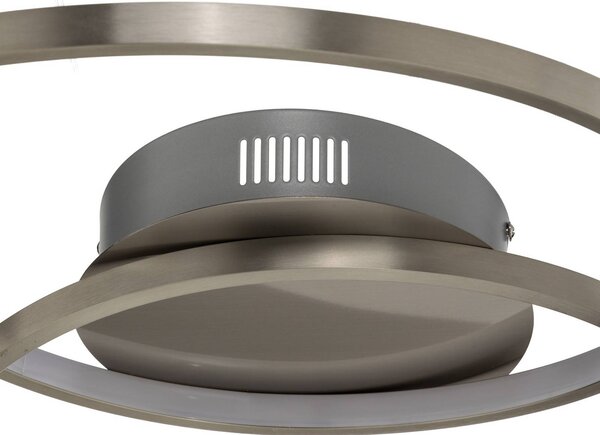 Lindby LED mennyezeti lámpa Joline, Ø 60 cm, nikkel színű, fém, dimmelhető, Alu / szürke / cink, Nappali / Étkező, fém, Modern