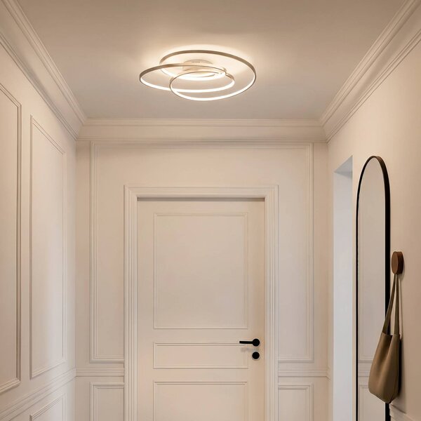 Lindby LED mennyezeti lámpa Joline, Ø 60 cm, nikkel színű, fém, dimmelhető, Alu / szürke / cink, Nappali / Étkező, fém, Modern