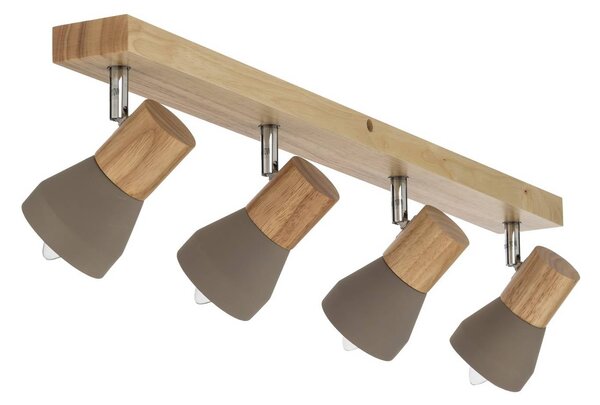 Lindby Filiz spotlámpa, 4 lámpás, 77 cm, fa, beton, E14, dimmelhető, Alu / szürke / cink, Hálószoba, Beton, Skandináv