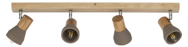 Lindby Filiz spotlámpa, 4 lámpás, 77 cm, fa, beton, E14, dimmelhető, Alu / szürke / cink, Hálószoba, Beton, Skandináv