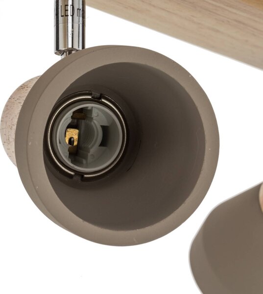 Lindby Filiz spotlámpa, 4 lámpás, 77 cm, fa, beton, E14, dimmelhető, Alu / szürke / cink, Hálószoba, Beton, Skandináv