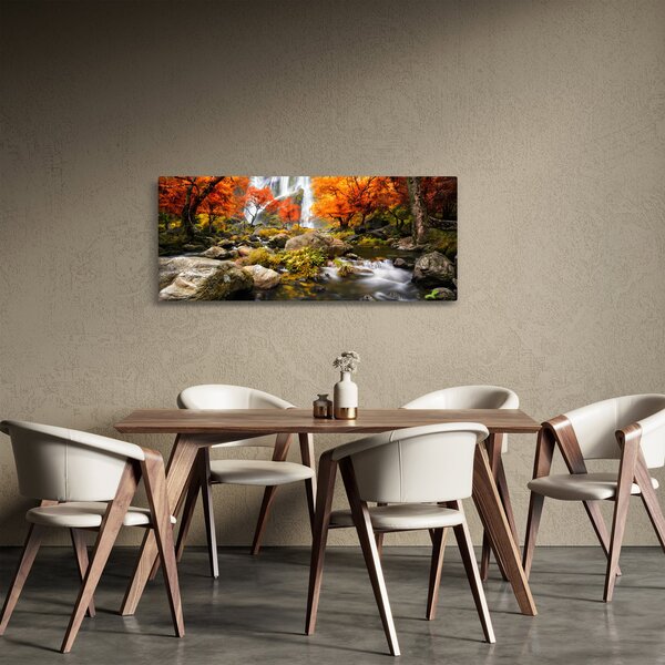 Kép - vízesések a narancssárga erdőben (120x50 cm)
