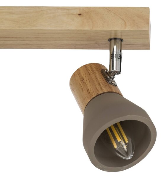 Lindby Filiz spotlámpa, 4 lámpás, 77 cm, fa, beton, E14, dimmelhető, Alu / szürke / cink, Hálószoba, Beton, Skandináv