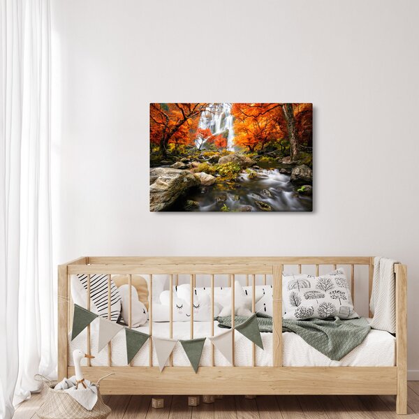 Kép - vízesések a narancssárga erdőben (90x60 cm)