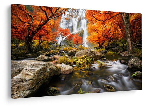 Kép - vízesések a narancssárga erdőben (90x60 cm)