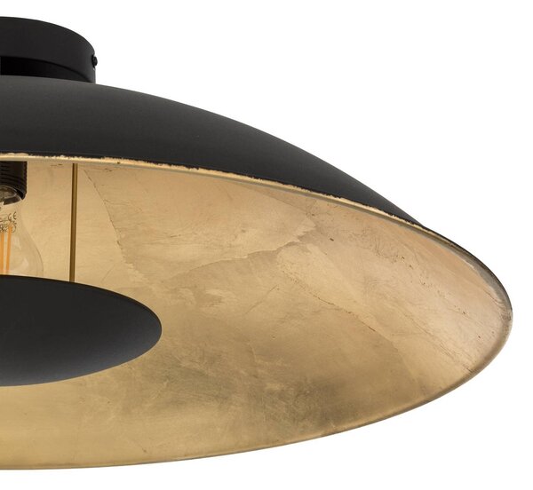 Lindby Emilienne mennyezeti lámpa, fekete/arany, fém, Ø 60 cm, dimmelhető, Fekete, Nappali / Étkező, fém, Modern