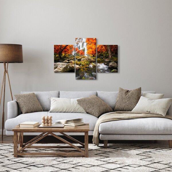 Kép - vízesések a narancssárga erdőben (90x60 cm)