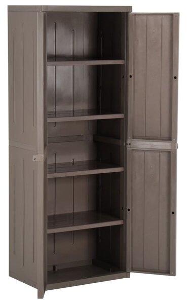 Barna PP fahatású kerti tárolószekrény 65 x 45 x 172 cm
