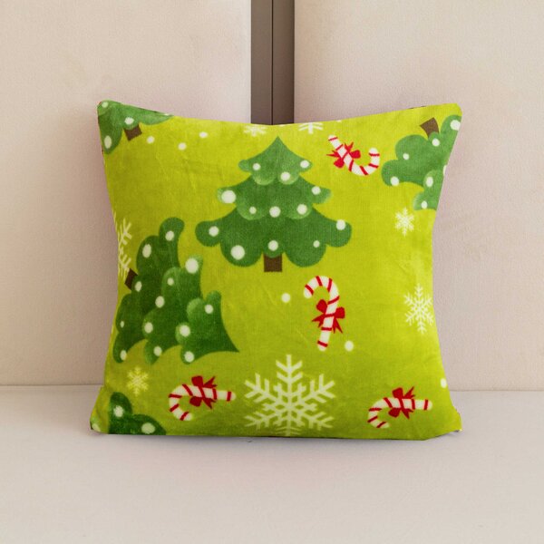 Mikroplüss párnahuzat CHRISTMAS TREE 45x45 cm, zöld