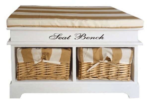 Lóca párnával, 2 kosár, fehér/mézes/minta, SEAT BENCH 4