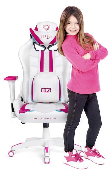 Diablo X-Ray forgatható gamer szék gyerekeknek Kids Size: Fehér-rózsaszín Diablochairs