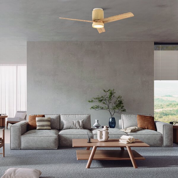 Ceramica M LED mennyezeti ventilátor, bézs/fa színű, DC, csendes – Mantra Mantra Iluminación, Ceramica M, dimmable, Bézs, Nappali, Fém, Modern