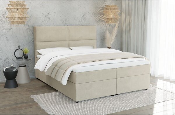Bézs ágyneműtartós boxspring ágy 160x200 cm Rico – Ropez