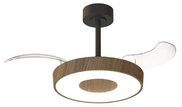 Coin Mini intelligens LED mennyezeti ventilátor, fa/fekete – Mantra Mantra Iluminación, Coin Mini, dimmable, Fa, Nappali, Fém, Modern
