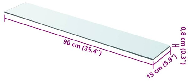 90x15 cm átlátszó panel üvegpolc