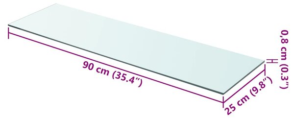 2 db átlátszó üveg paneles polc 90 x 25 cm